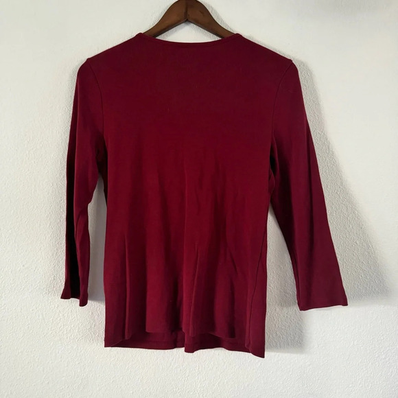 Rafaella Wine Red Cotton Zipper Top Size Medium Retro Sexy Flirty Zip Neckline - Picture 11 of 13